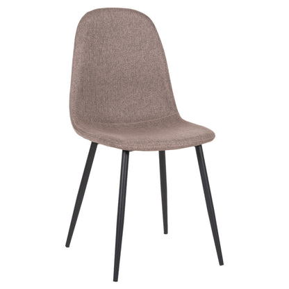 Dining Chair Leonardo Hm00100.28 Dark Beige Fabric & Black Metal Legs 42x49,5x89hcm.