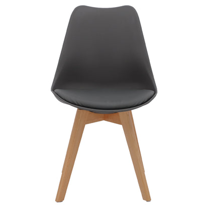 Dining Chair Vegas Hm0033.03 Beech Wood Legs-p.p. Seat In Dark Gray 45x56x80hcm.
