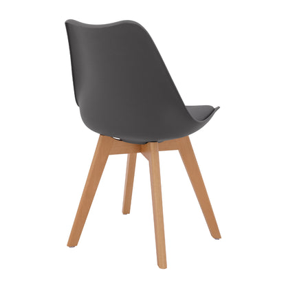 Dining Chair Vegas Hm0033.03 Beech Wood Legs-p.p. Seat In Dark Gray 45x56x80hcm.