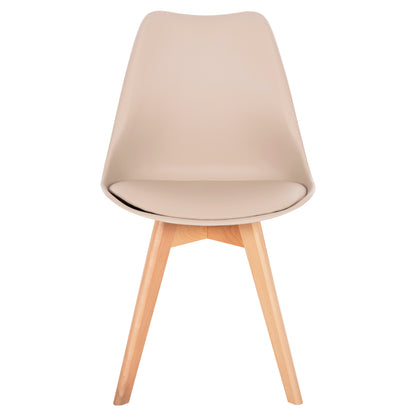 Dining Chair Vegas Hm0033.25 Wooden Legs-polypropylene Seat With Pu In Cappuccino 48x52x81hcm