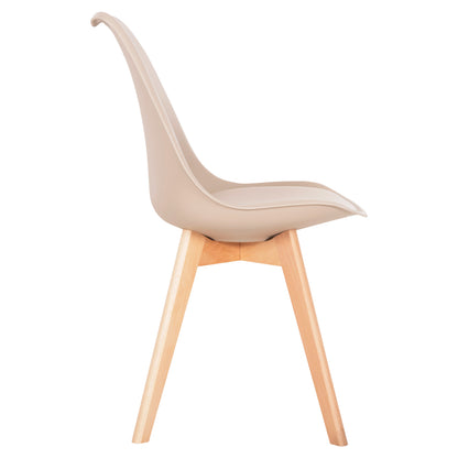 Dining Chair Vegas Hm0033.25 Wooden Legs-polypropylene Seat With Pu In Cappuccino 48x52x81hcm