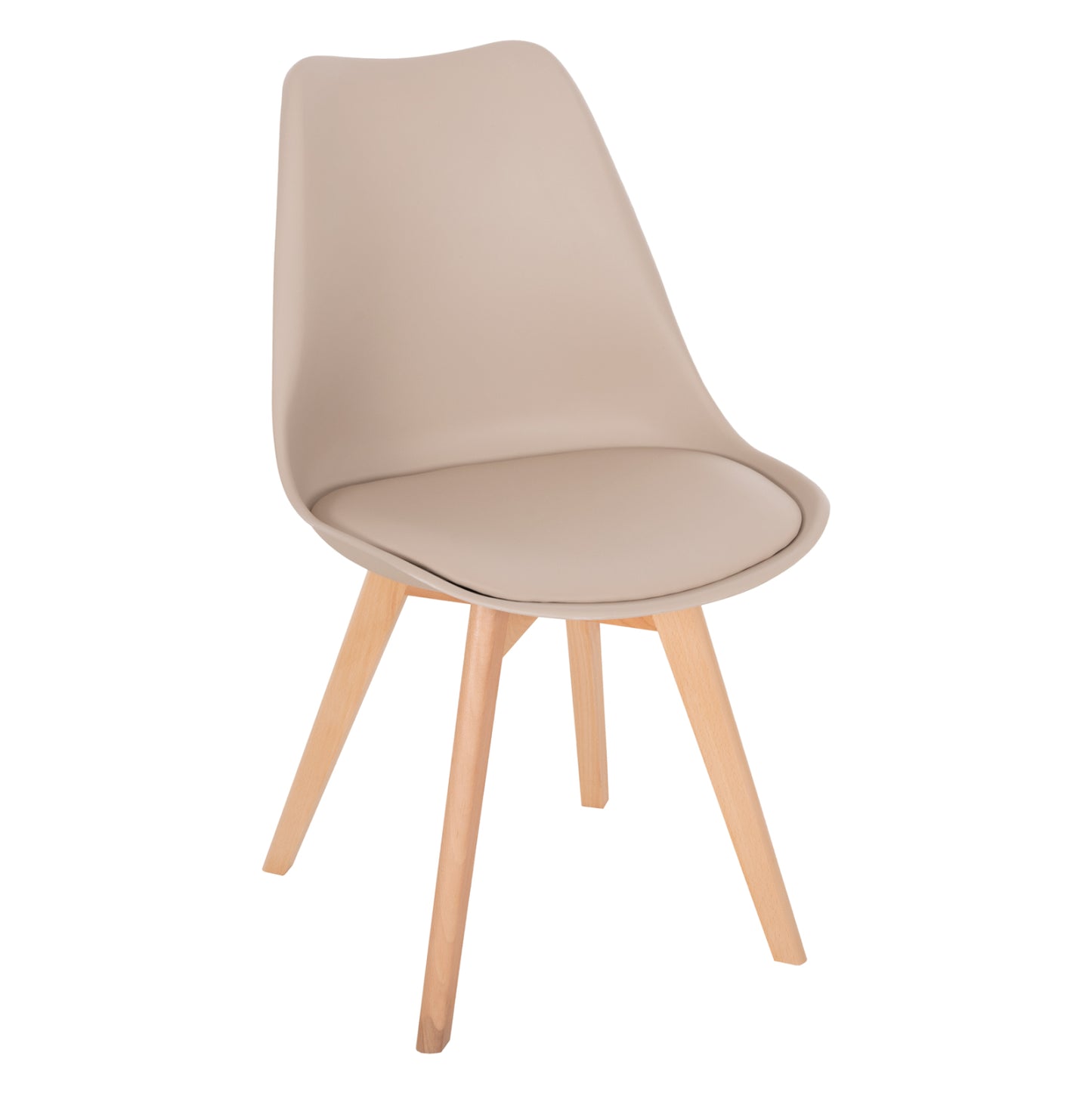 Dining Chair Vegas Hm0033.25 Wooden Legs-polypropylene Seat With Pu In Cappuccino 48x52x81hcm