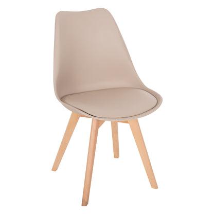 Dining Chair Vegas Hm0033.25 Wooden Legs-polypropylene Seat With Pu In Cappuccino 48x52x81hcm
