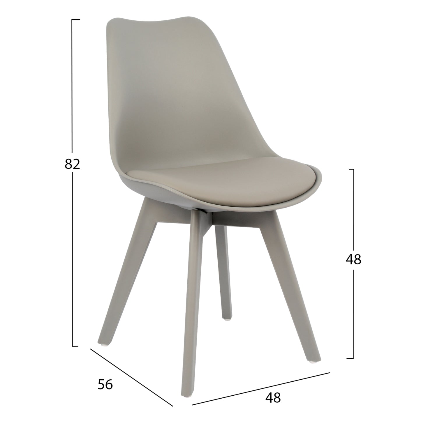 Chair Vegas Hm0033.40 Polypropylene-pu-grey 48x56x82