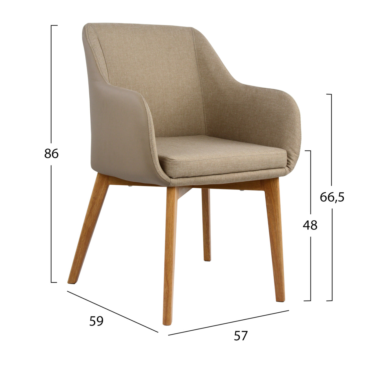 Armchair Bristol Hm0141.02 With Beige Color And Beige Pu 57x59x86Υ