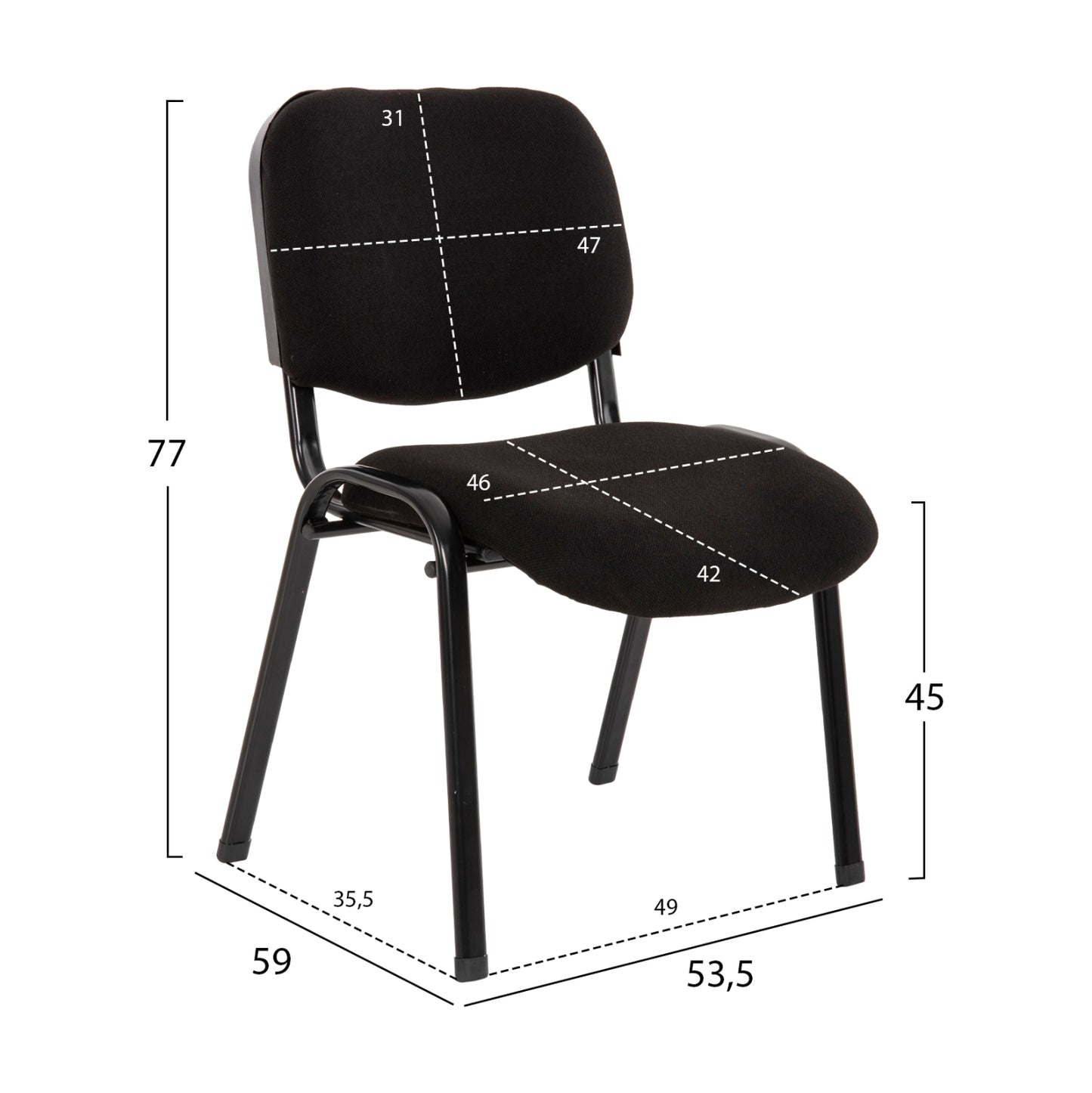 Collaboration Chair Janisha Hm1010.11 Homemarkt Black Fabric 53,5x59x77hcm.