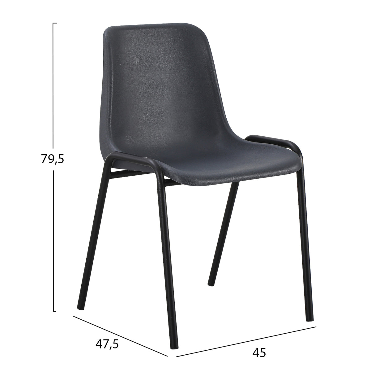 Chair Langet Hm18481.03 Polypropylene In Grey--metal Legs In Black 45x47.5x79.5hcm