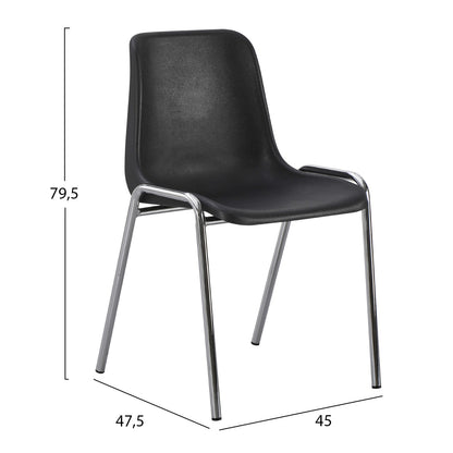 Chair Langet Hm18482.02 Polypropylene In Black--metal Chromed Legs 45x47.5x79.5hcm