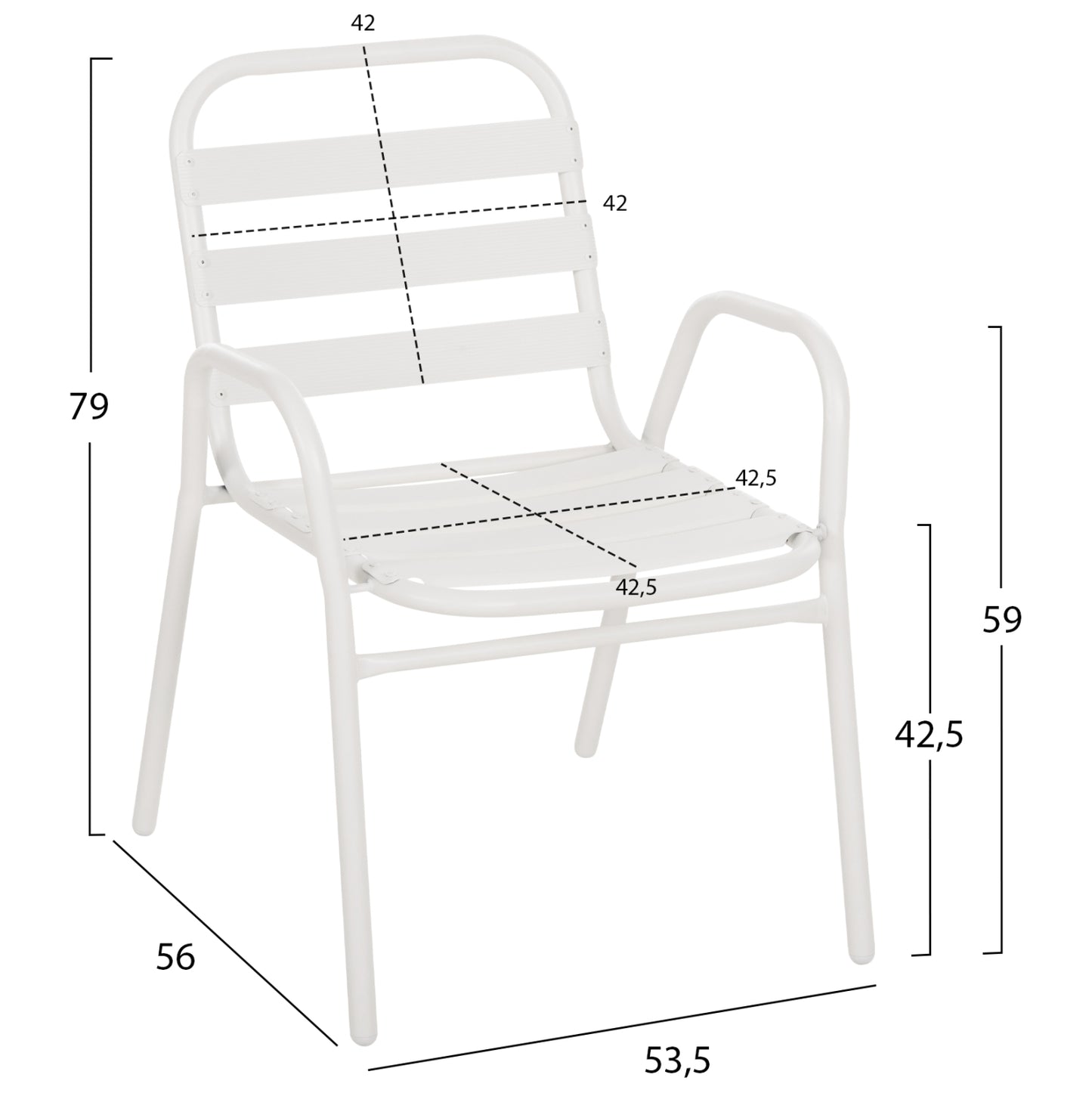 Chair Prelude Hm5970.02 Metal Frame-aluminum Seat & Backrest-white 54x56x79hcm.