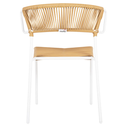 Chair Suki Hm6053.01 Metal In White And Synthetic Rattan In Natural Color 54x62x80hcm.
