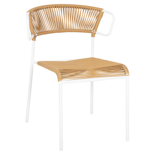 Chair Suki Hm6053.01 Metal In White And Synthetic Rattan In Natural Color 54x62x80hcm.