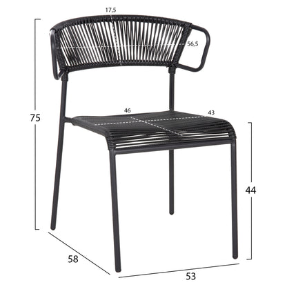 Chair Suki Hm6053.02 Metal And Synthetic Rattan In Black Color 54x62x80hcm.