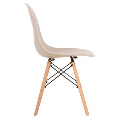 Dining Chair Twist Hm8460.25 Wooden Legs-polypropylene Seat In Cappuccino Color 46x50x82hcm.