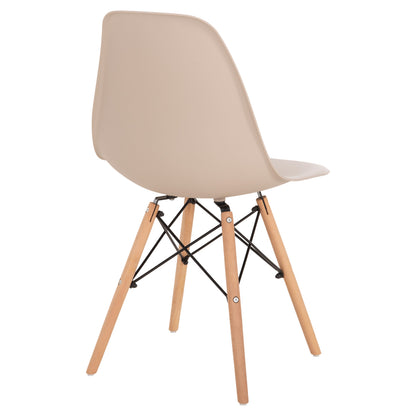 Dining Chair Twist Hm8460.25 Wooden Legs-polypropylene Seat In Cappuccino Color 46x50x82hcm.