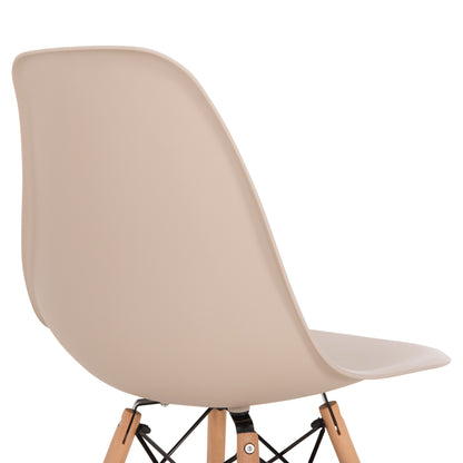 Dining Chair Twist Hm8460.25 Wooden Legs-polypropylene Seat In Cappuccino Color 46x50x82hcm.