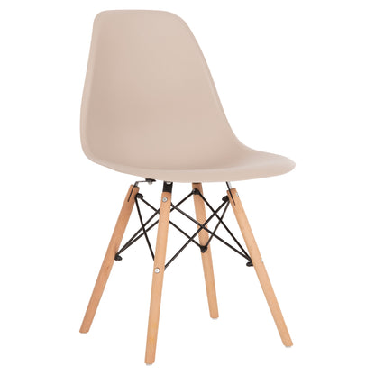 Dining Chair Twist Hm8460.25 Wooden Legs-polypropylene Seat In Cappuccino Color 46x50x82hcm.