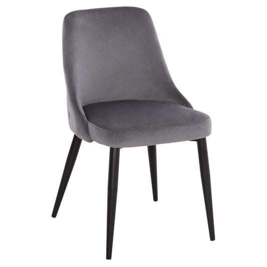 Dining Chair Serenity Hm8527.11 Grey Velvet-black Metallic Legs 51x54x83,5hcm.