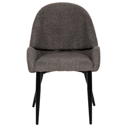 Chair Sarky Hm8585.01 Boucle Grey Fabric-black Metal Legs 55x62x89hcm.