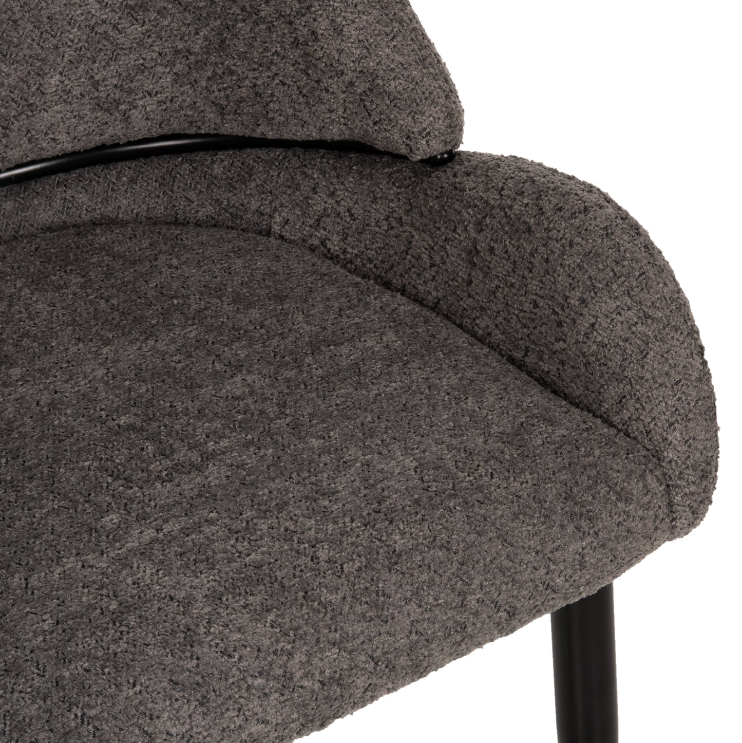 Chair Sarky Hm8585.01 Boucle Grey Fabric-black Metal Legs 55x62x89hcm.