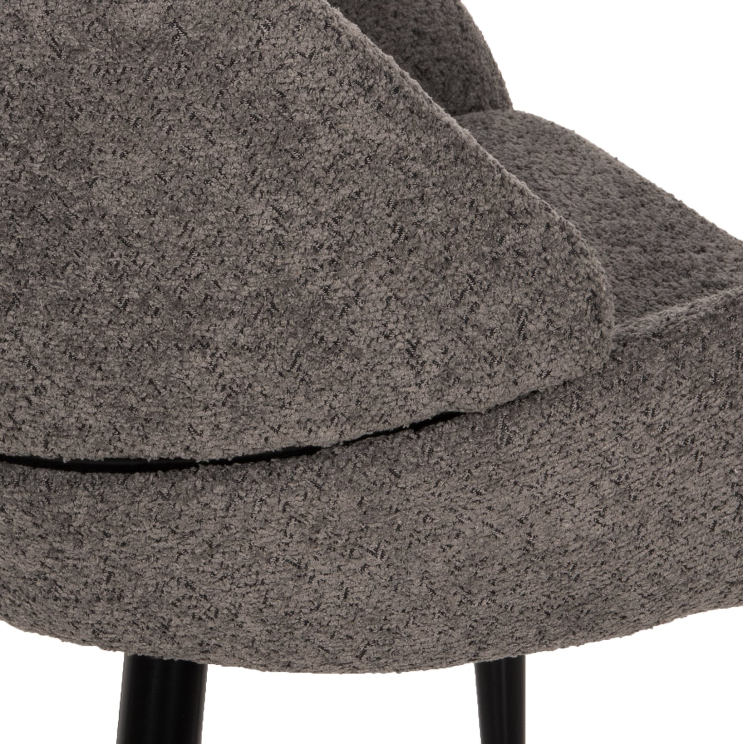 Chair Sarky Hm8585.01 Boucle Grey Fabric-black Metal Legs 55x62x89hcm.