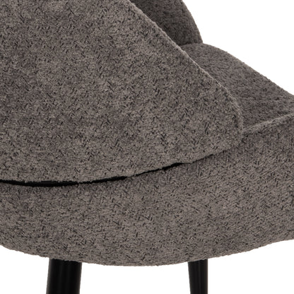 Chair Sarky Hm8585.01 Boucle Grey Fabric-black Metal Legs 55x62x89hcm.