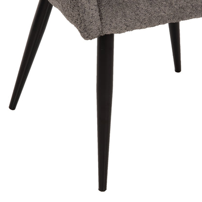Chair Sarky Hm8585.01 Boucle Grey Fabric-black Metal Legs 55x62x89hcm.