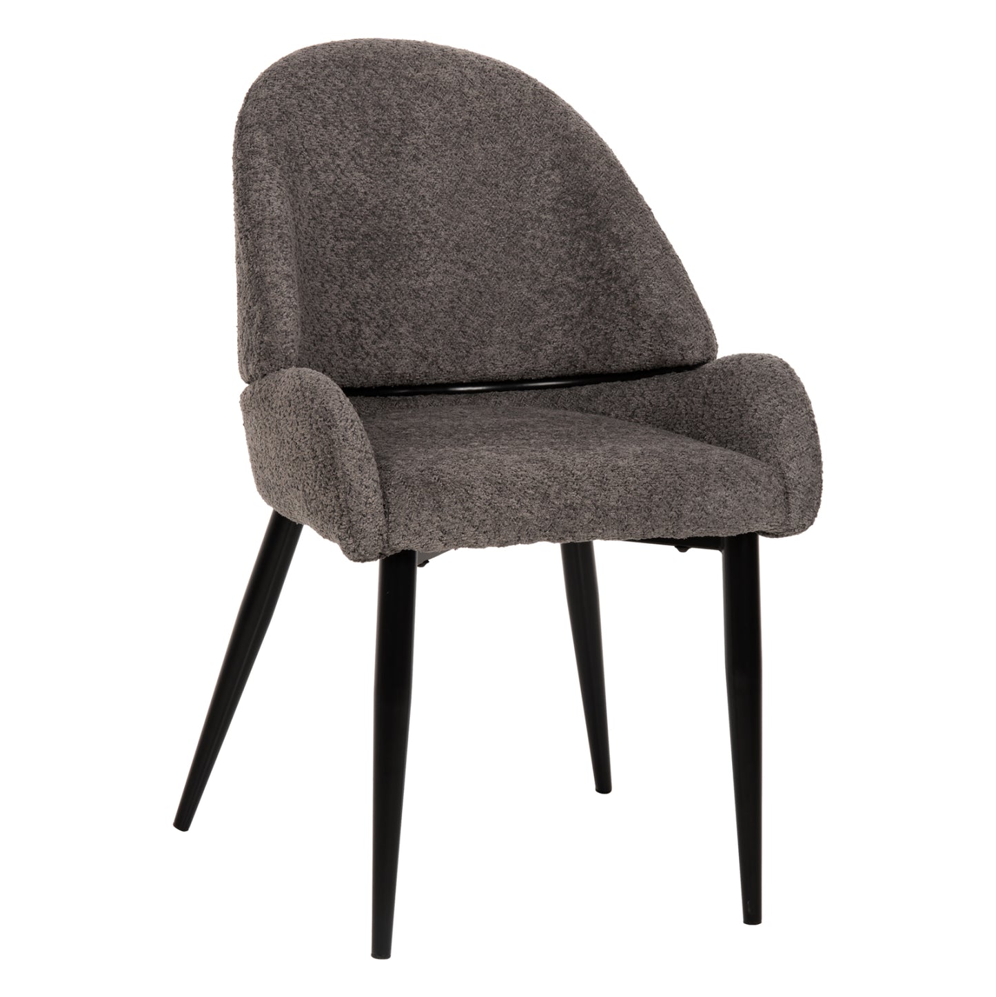 Chair Sarky Hm8585.01 Boucle Grey Fabric-black Metal Legs 55x62x89hcm.