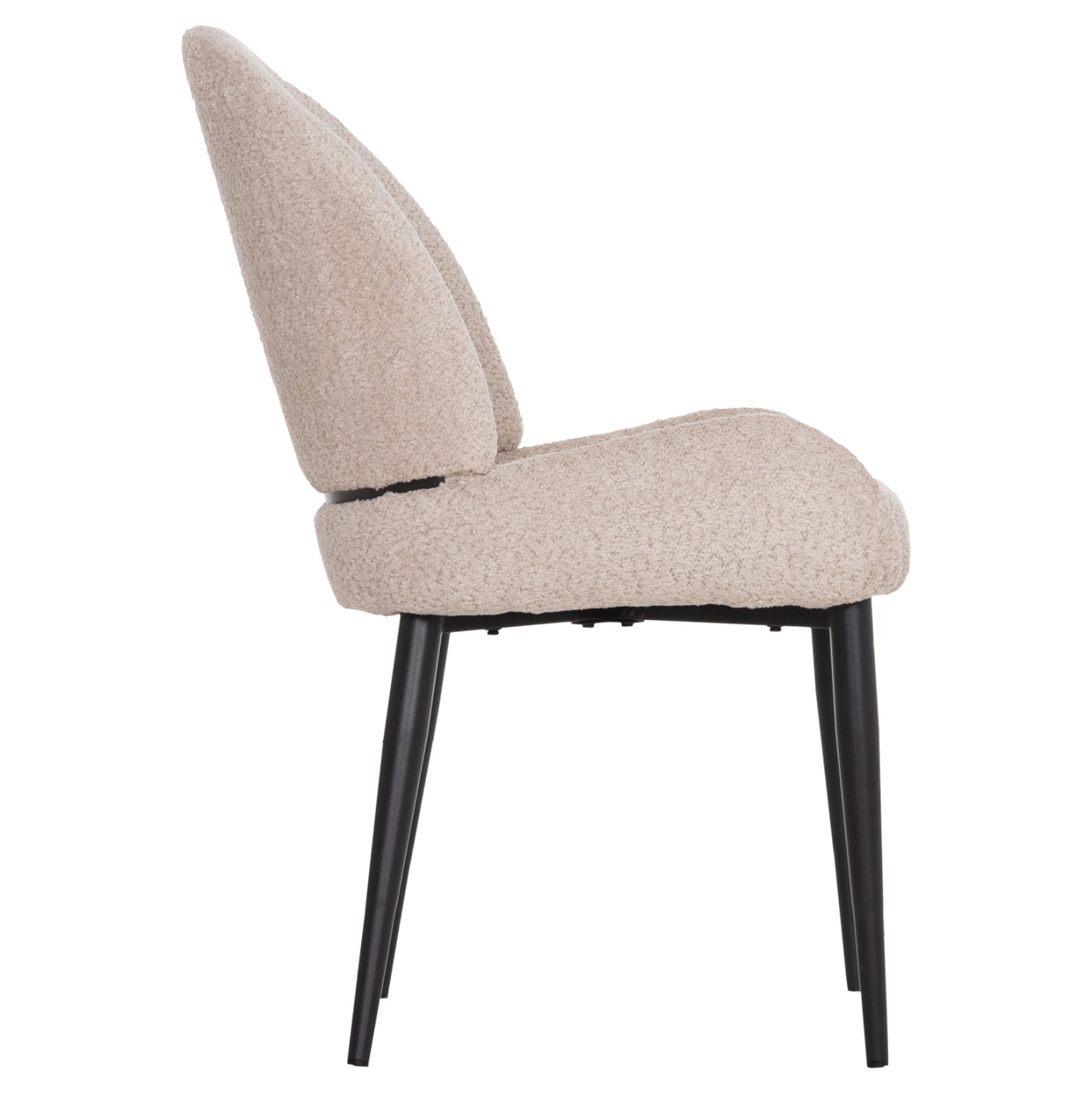 Chair Sarky Hm8585.02 Boucle Ecru Fabric-black Metal Legs 56x64x88hcm.