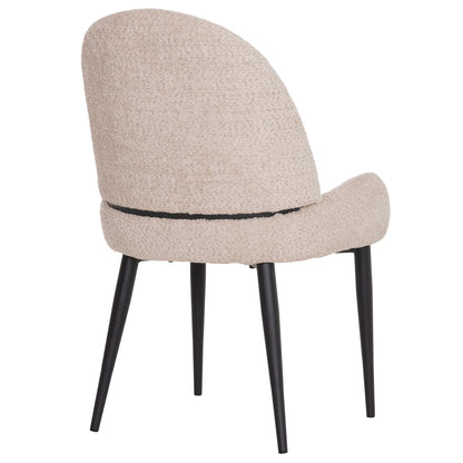 Chair Sarky Hm8585.02 Boucle Ecru Fabric-black Metal Legs 56x64x88hcm.