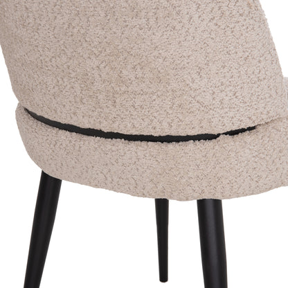Chair Sarky Hm8585.02 Boucle Ecru Fabric-black Metal Legs 56x64x88hcm.