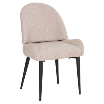 Chair Sarky Hm8585.02 Boucle Ecru Fabric-black Metal Legs 56x64x88hcm.