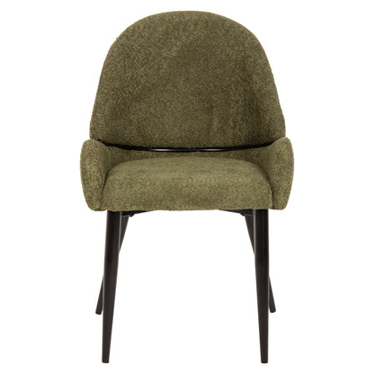 Chair Sarky Hm8585.03 Boucle Green Fabric-black Metal Legs 55x62x89hcm.