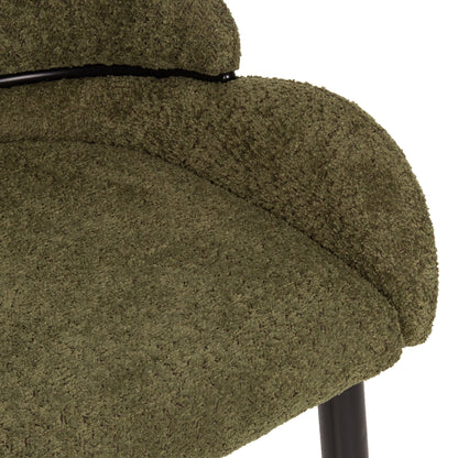 Chair Sarky Hm8585.03 Boucle Green Fabric-black Metal Legs 55x62x89hcm.