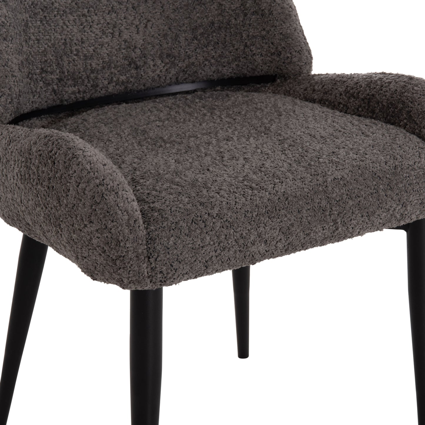 Dining Chair Sarky Hm8585.11 Boucle Grey Fabric-black Metal Legs 56x64x88hcm.