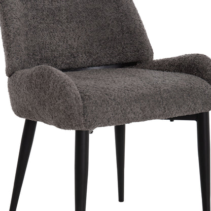 Dining Chair Sarky Hm8585.11 Boucle Grey Fabric-black Metal Legs 56x64x88hcm.