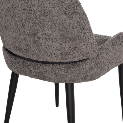 Dining Chair Sarky Hm8585.11 Boucle Grey Fabric-black Metal Legs 56x64x88hcm.