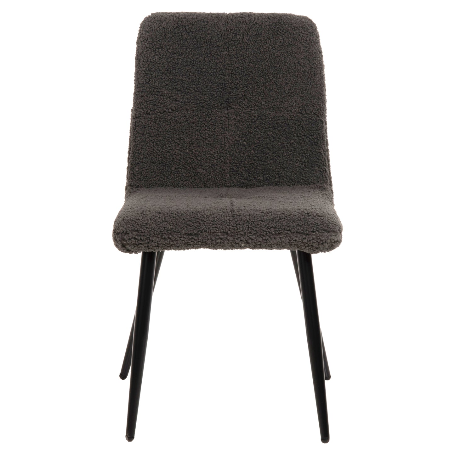 Chair Shelly Hm8590.01 Teddy Fabric In Grey-black Metal Legs 48x64x87hcm.