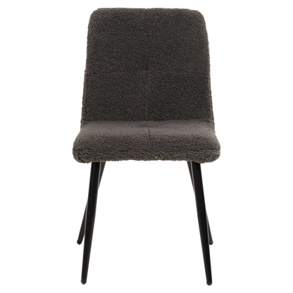 Chair Shelly Hm8590.01 Teddy Fabric In Grey-black Metal Legs 48x64x87hcm.