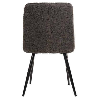 Chair Shelly Hm8590.01 Teddy Fabric In Grey-black Metal Legs 48x64x87hcm.