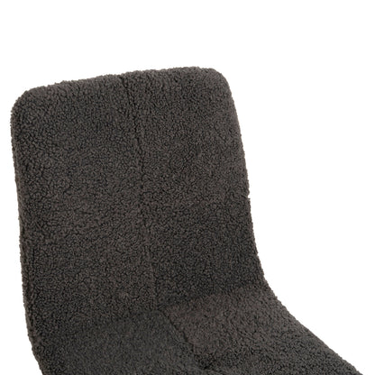 Chair Shelly Hm8590.01 Teddy Fabric In Grey-black Metal Legs 48x64x87hcm.