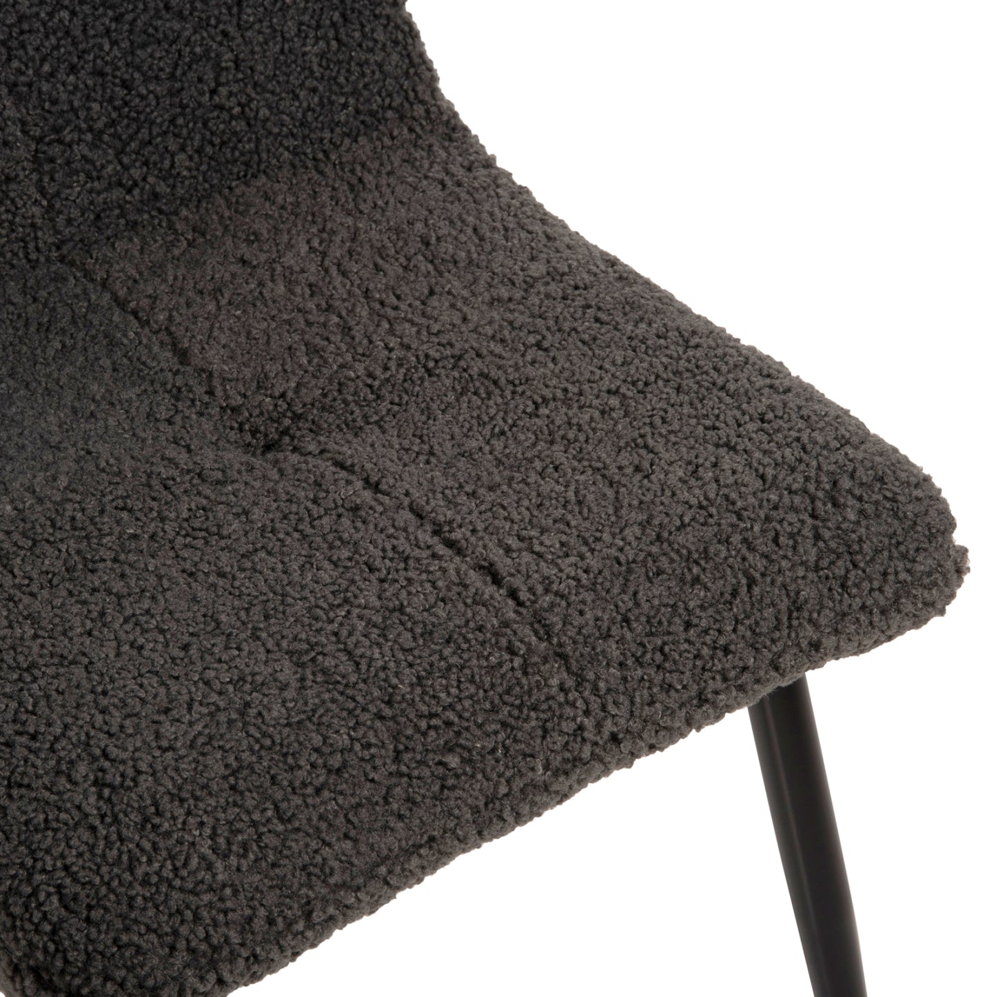 Chair Shelly Hm8590.01 Teddy Fabric In Grey-black Metal Legs 48x64x87hcm.