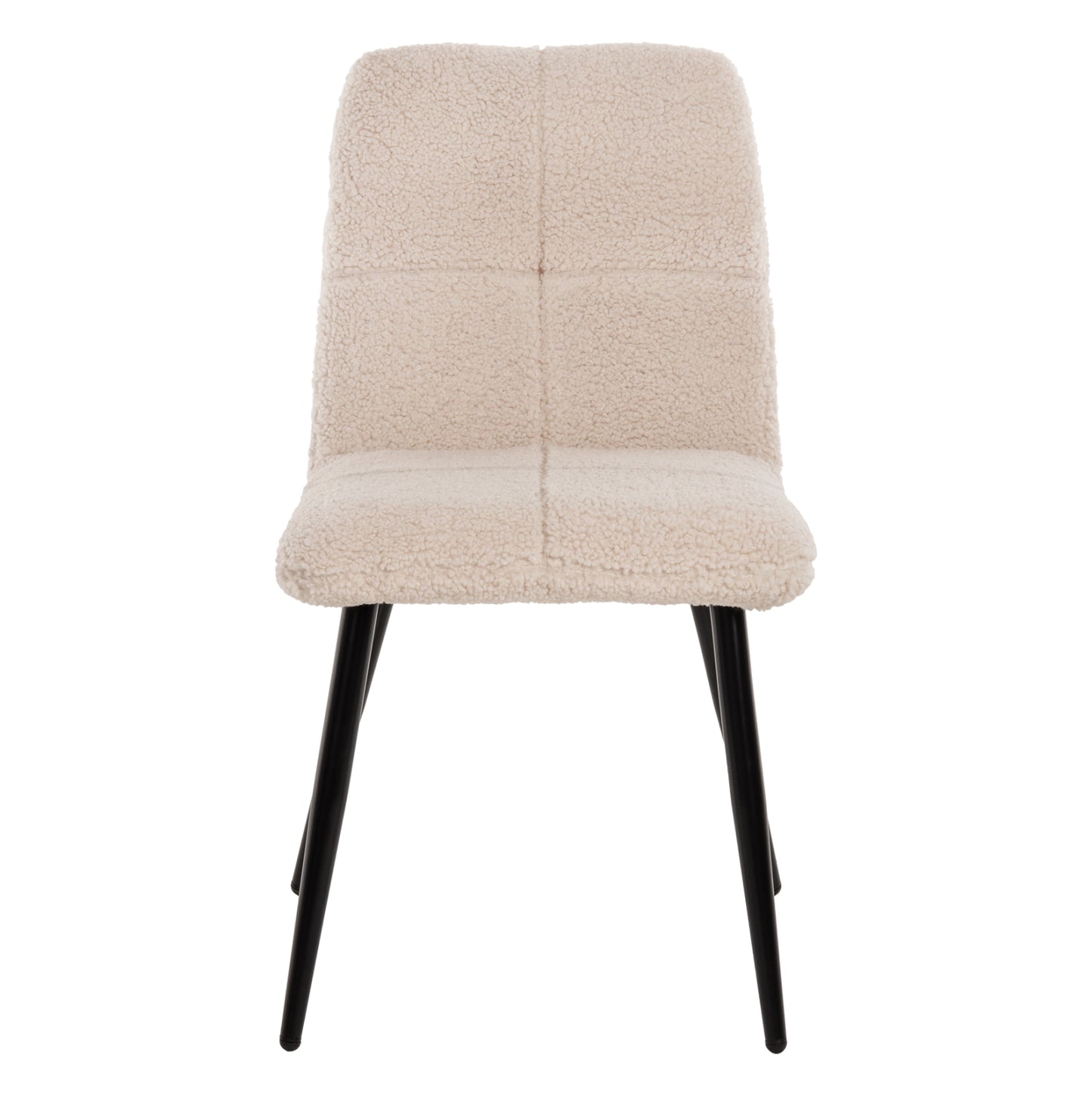 Chair Shelly Hm8590.02 Teddy Fabric In White-black Metal Legs 48x64x87hcm.