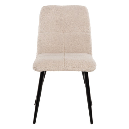 Chair Shelly Hm8590.02 Teddy Fabric In White-black Metal Legs 48x64x87hcm.