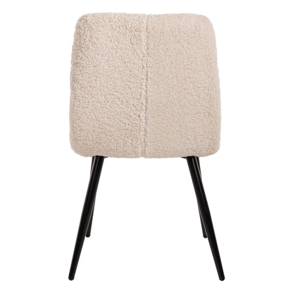 Chair Shelly Hm8590.02 Teddy Fabric In White-black Metal Legs 48x64x87hcm.