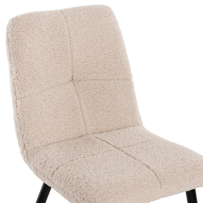 Chair Shelly Hm8590.02 Teddy Fabric In White-black Metal Legs 48x64x87hcm.