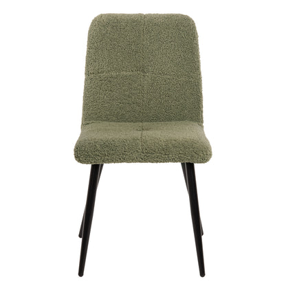 Chair Shelly Hm8590.03 Teddy Fabric In Pistachio Green-black Metal Legs 48x64x87hcm.