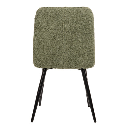 Chair Shelly Hm8590.03 Teddy Fabric In Pistachio Green-black Metal Legs 48x64x87hcm.