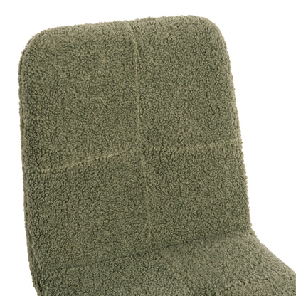 Chair Shelly Hm8590.03 Teddy Fabric In Pistachio Green-black Metal Legs 48x64x87hcm.