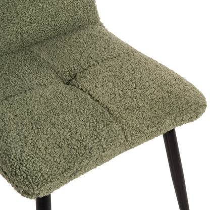 Chair Shelly Hm8590.03 Teddy Fabric In Pistachio Green-black Metal Legs 48x64x87hcm.