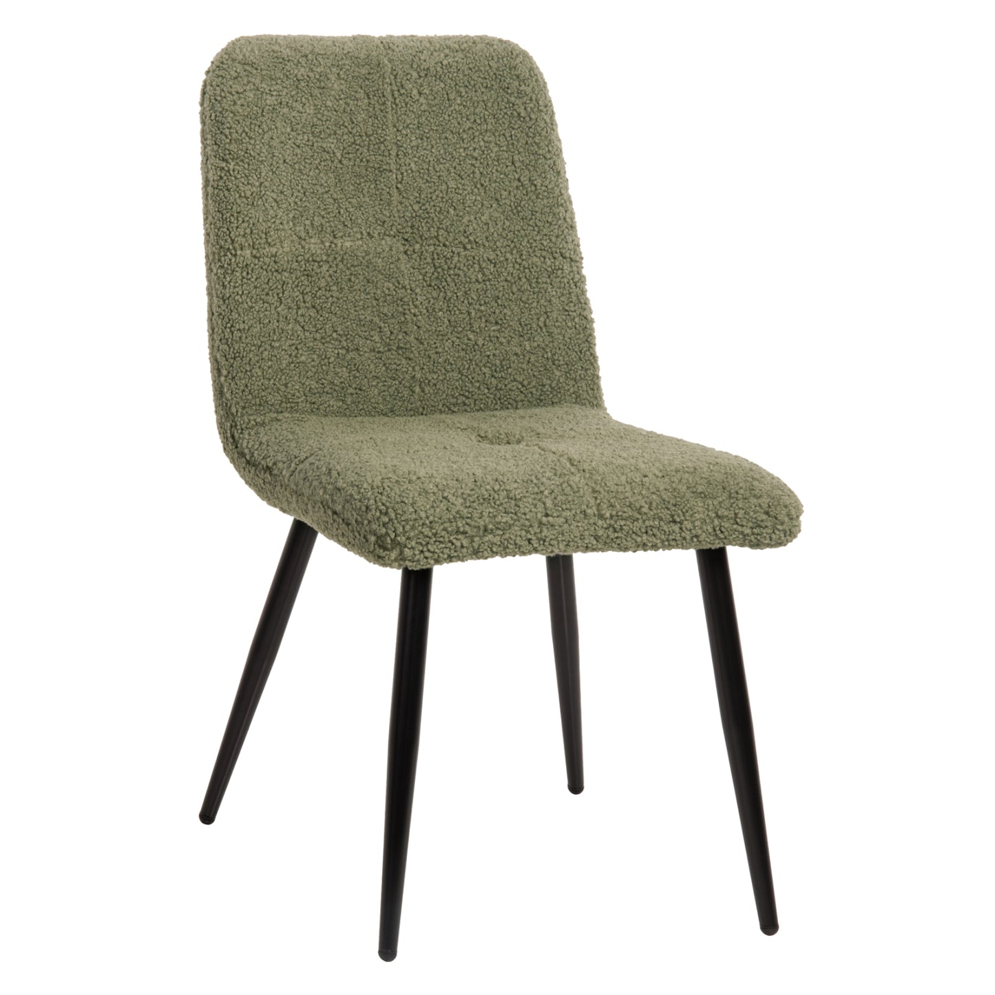 Chair Shelly Hm8590.03 Teddy Fabric In Pistachio Green-black Metal Legs 48x64x87hcm.